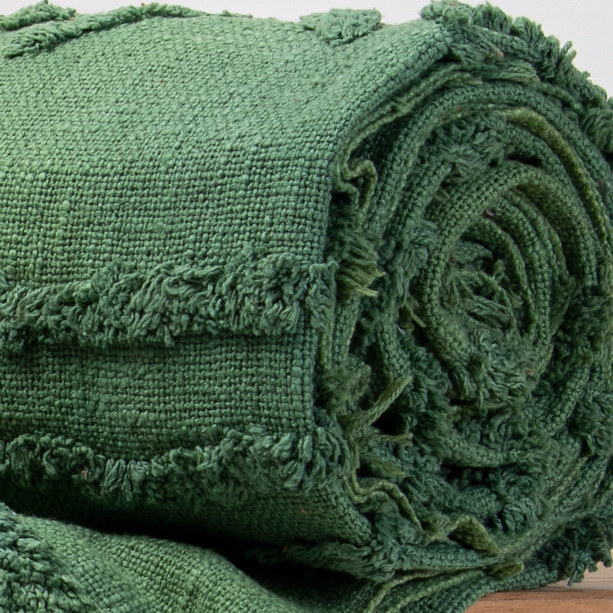 Luxury Green Tufted Bed Cotton Throw Blanket